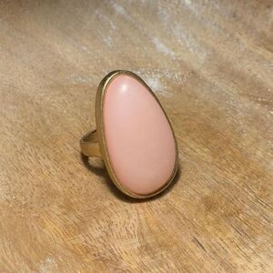 Pink Oval Stone Gold Tone Ring